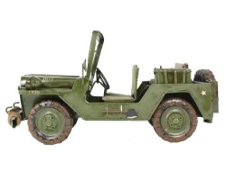 1952 Model Army Jeep Elyapımı Eskitilmiş Biblo 28cm - 1