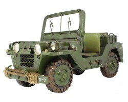 1952 Model Army Jeep Elyapımı Eskitilmiş Biblo 28cm - 2