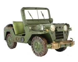 1952 Model Army Jeep Elyapımı Eskitilmiş Biblo 28cm - 4