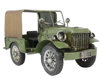 1953 Model Army Jeep El Yapımı Eskitilmiş Biblo 26cm - 1