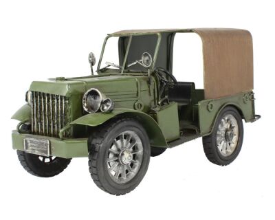 1953 Model Army Jeep El Yapımı Eskitilmiş Biblo 26cm - 4