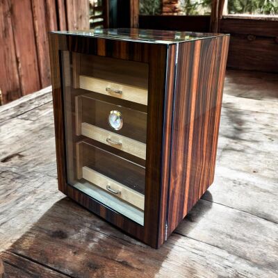 Cedar Alman 3 Raflı Puro Kutusu Humidor Maun 130's - 3