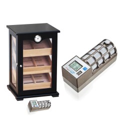 Cigar Spa Alman Elektronik Puro Kutusu Humidor Kabinet Siyah 120's - 1