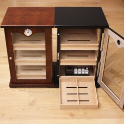 Cigar Spa Alman Elektronik Puro Kutusu Humidor Kabinet Siyah 120's - 2