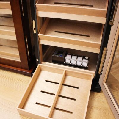 Cigar Spa Alman Elektronik Puro Kutusu Humidor Kabinet Siyah 120's - 3