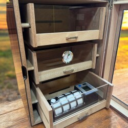 Cigarspa Elkt. Nemlendiricili 3 Çekmeceli Humidor Maun 130's - 3