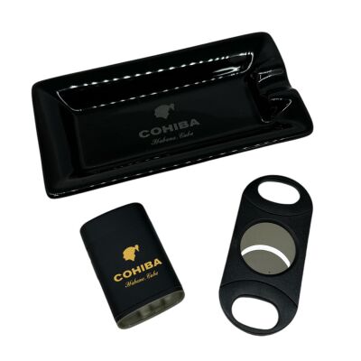 Cohiba Küllük Çakmak ve Kesici Puro Aksesuar Seti Wide - 1