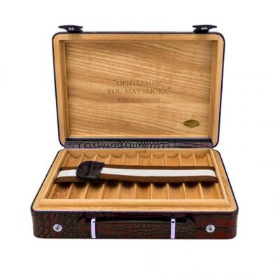 Croco Desen Seyahat Puro Kutusu Humidor İçi Sedir Kahve 18's - 2