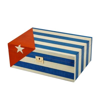 Cuban Flag Humidor Puro Kutusu Mavi Beyaz Lake 80s - 1