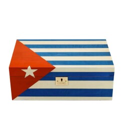 Cuban Flag Humidor Puro Kutusu Mavi Beyaz Lake 80s - 4