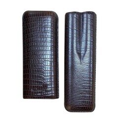 Davidoff Lizard Deri Puro Kılıfı Robusto Siyah 2li (52Ring) - 2