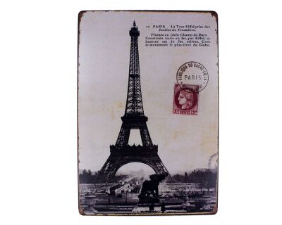 Dekoratif Vintage Metal Pano Eifell Post 20x30 - 1