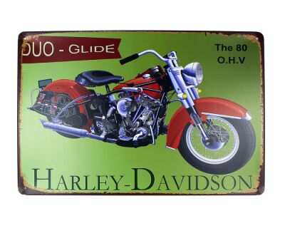 Dekoratif Vintage Metal Pano Harley Motor 20x30 - 1