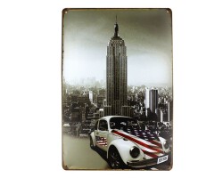 Dekoratif Vintage Metal Pano WTC Newyork 20x30 - 1