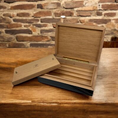 Guevara Karbon Desen Mini Puro Kutusu Humidor Siyah 5s - 4