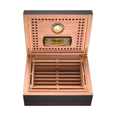 Guevara Karbonfiber Humidor Puro Kutusu Siyah 40s - 2