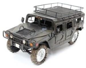 Hummer Army Jeep 2003 Elyapımı Eskitilmiş Biblo Siyah 27cm - 1