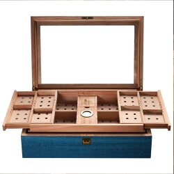 Lubinski Camlı Humidor Puro Kutusu Mavi Lake 250s - 2