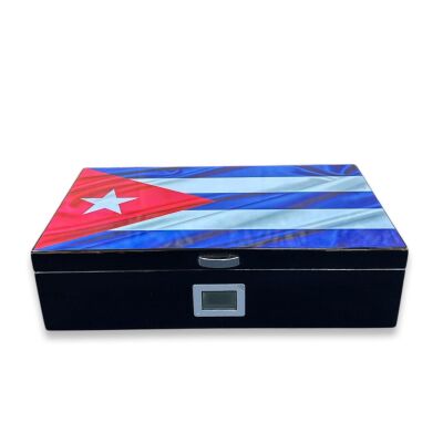 Lubinski İtaly Cuban Flag Humidor Puro Kutusu Siyah 80's - 1