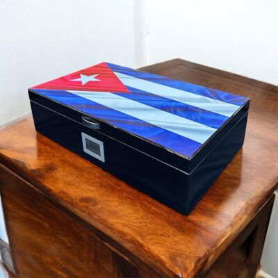 Lubinski İtaly Cuban Flag Humidor Puro Kutusu Siyah 80's - 2