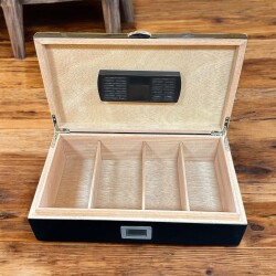 Lubinski İtaly Cuban Flag Humidor Puro Kutusu Siyah 80's - 4