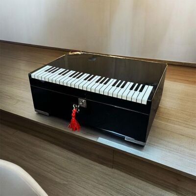 Lubinski İtaly Humidor Puro Kutusu Piano Parlak Siyah 40's - 3