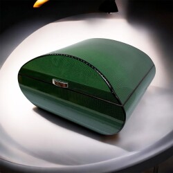 Lubinski İtaly Oval Humidor Puro Kutusu Lizard Yeşil 60's - 2