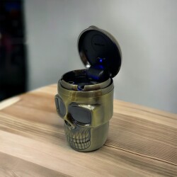 Pop Skull Led Işıklı Araç Araba Küllüğü Bronz 9cm - 2