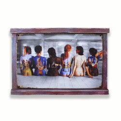 Rustik Ahşap Çerçeveli Vintage Metal Pano Girls 20x30 - 1