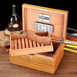 Sikarlan Cedar Puro Kutusu Humidor Mat Zebrano Wood 150s - 2