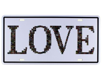 Vintage Metal Plaka Love 15x30 - 1